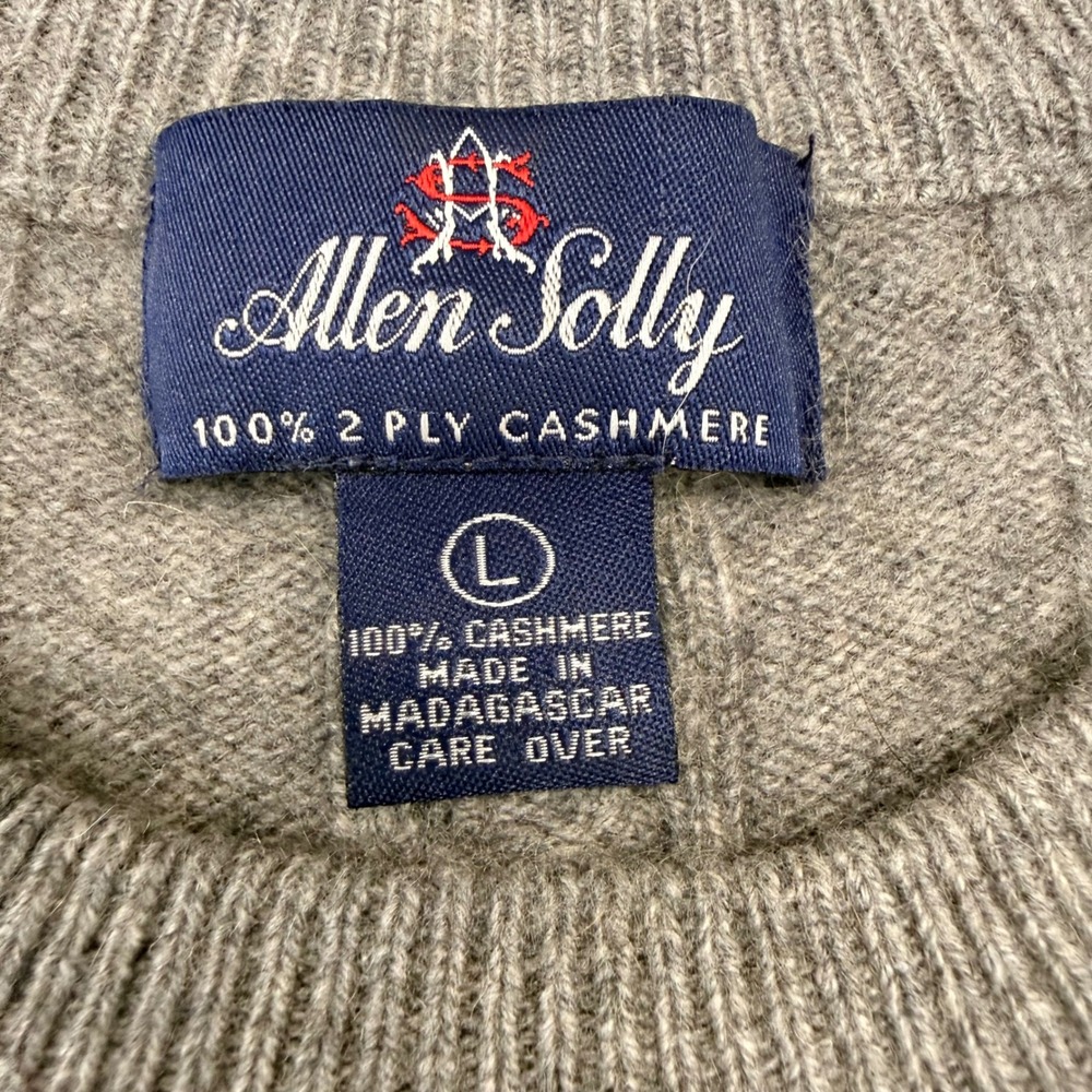 Allen Solly Gray 100% 2 Ply Cashmere Cable Knit Crewneck Sweater Mens Large - Picture 3 of 8